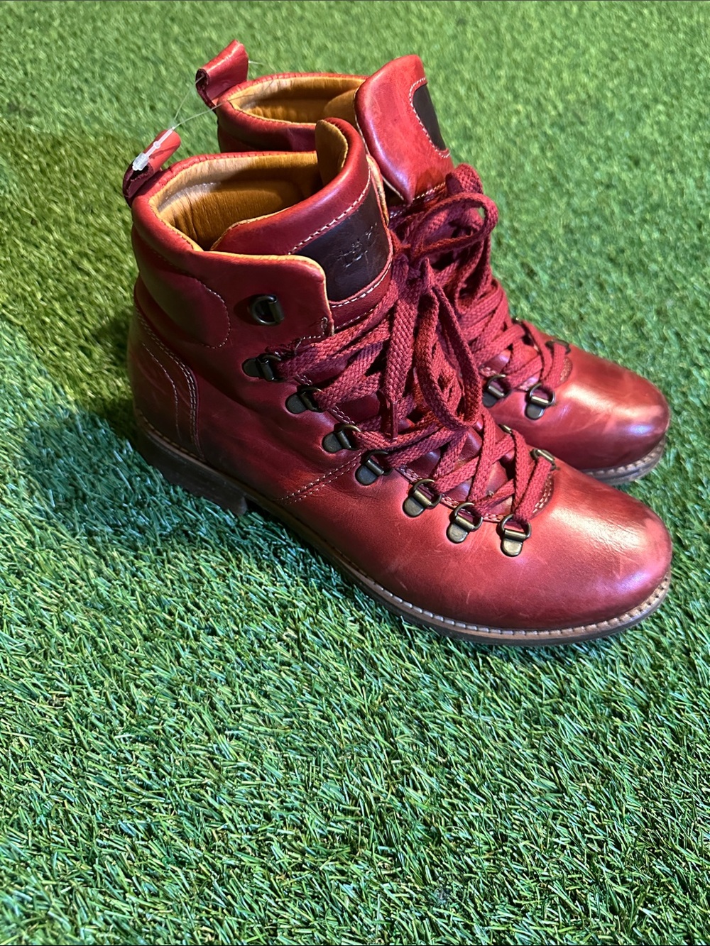 Taos Footwear “Alpine” Red Leather Lace-Up Hiking Style Boots Combat Moto Size 8